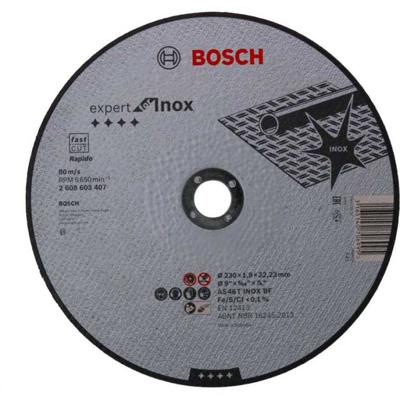 Bosch Accessoires Doorslijpschijf recht Expert for Inox - Rapido AS 46 T INOX BF, 230 mm, 22,23 mm, 1,9 mm 1 stuks - 2608603407 Bosch Accessoires Doorslijpschijf recht Expert for Inox - Rapido AS 46 T INOX BF, 230 mm, 22,23 mm, 1,9 mm 1 stuks - 2608603407