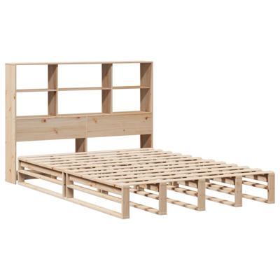 Bed met boekenkast zonder matras massief hout 160x200 cm - thumbnail
