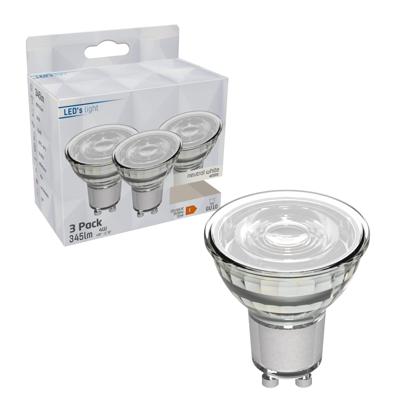 LED Spotjes GU10 - 4W vervangt 50W - 345 lm - Koud wit - 3PACK
