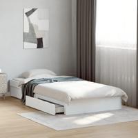 Bedframe met lades bewerkt hout wit 90x190 cm - thumbnail