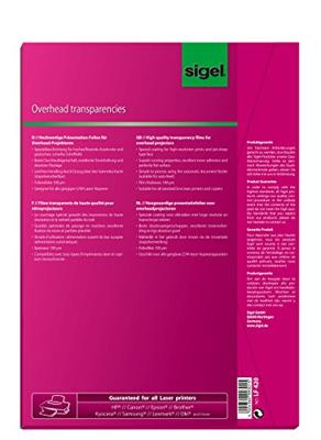 Sigel LF420 Folie voor overheadprojectoren DIN A4 Laser (zwart/wit), Kopiëren (zwart/wit) Transparant 50 stuk(s) Sigel LF420 Folie voor overheadprojectoren DIN A4 Laser (zwart/wit), Kopiëren (zwart/wit) Transparant 50 stuk(s)