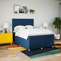 Boxspring met matras stof blauw 140x190 cm - thumbnail