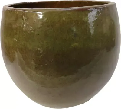 Geglazuurde bloempot egg 43x35 cm jade zwart