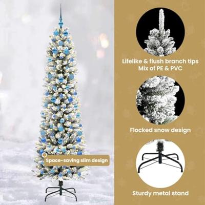 Kunstkerstboom met 300 LED Wit 210 cm PVC en Metaal en Plastic