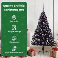VidaXL Kunstmatig voorverlicht kerstboom met 150 led zwart 150 cm pvc - thumbnail