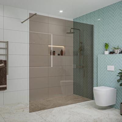 Fortifura Galeria inloopdouche - 180x200cm - rookglas - wandarm - Geborsteld Gunmetal PVD SW797943/SW797907