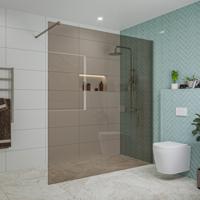 Fortifura Galeria inloopdouche - 180x200cm - rookglas - wandarm - Geborsteld Gunmetal PVD SW797943/SW797907 - thumbnail