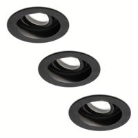 Set van 3 Laredo LED inbouwspots - GU10 4 Watt 345 Lumen - 6500K daglicht wit - Dimbaar - verzonken - Rond - Kantelbaar - IP20 Voor binnen - Zwart - thumbnail