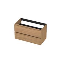 INK - Onderkast 2 Laden Greeploos met Houten Keerlijst - 900x450x520 Mm - Blank Eiken - thumbnail