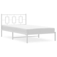 Bedframe met hoofdbord metaal wit 107x203 cm - thumbnail