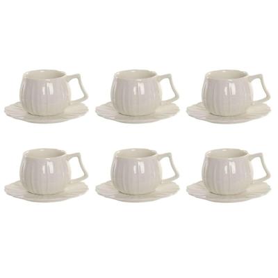 Set van 6 kopjes met schotel Home ESPRIT Wit Porselein 120 ml