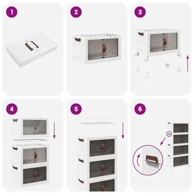 VidaXL Opbergbox stapelbaar met wielen 4-laags 75 l 64x40x141,5 cm