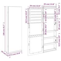 VidaXL Sieradenkast met spiegel en led wandgemonteerd zwart - thumbnail