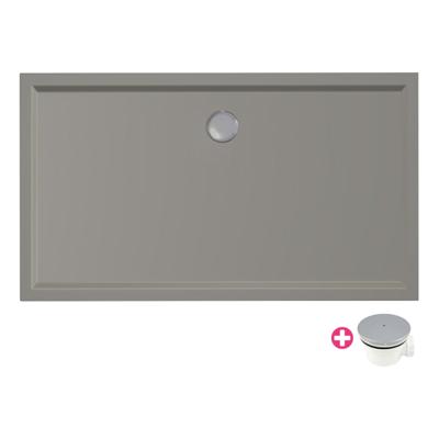 Douchebak Xenz Mariana | 120x80x4 cm | Incl.Afvoersifon-Chroom | Acryl | Rechthoekig | Cement mat
