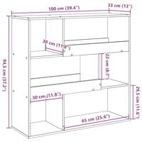 Kamerscherm 100x33x94,5 cm bewerkt hout grijs sonoma eikenkleur - thumbnail