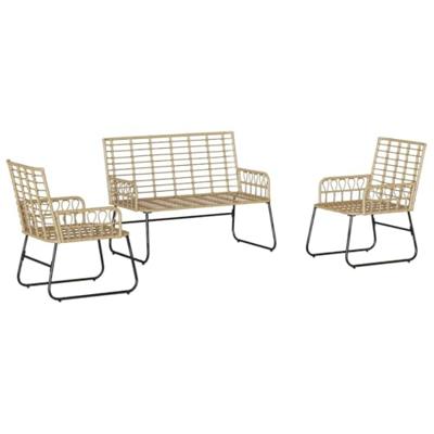 Tuin Eetset met kussen 3 pcs Zwart, Antraciet 113 x 69 x 83 cm