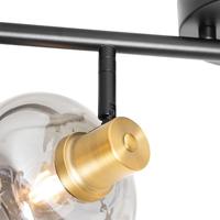 QAZQA Plafondspot zwart met goud met smoke glas 4-lichts - Zuzanna - thumbnail