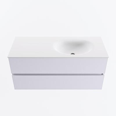 MONDIAZ VICA 110cm badmeubel onderkast Cale 2 lades. Wastafel MOON rechts zonder kraangat, kleur Talc.