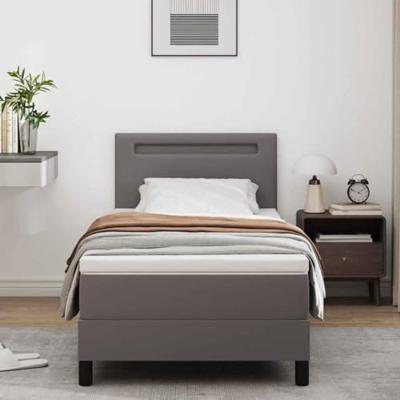 Boxspring bed met LED -striplichten Grijs en Wit 90 x 200 cm