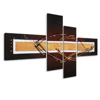 Schilderij - Abstract met krullen, 4luik, 195x80cm, wanddecoratie - thumbnail