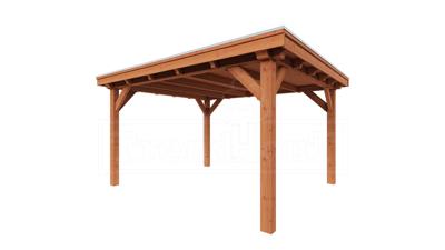 Trendhout Overkapping Siena 415x415 cm- Plat dak- Onbehandeld lariks Douglas hout- Trendhout Trendhout Overkapping Siena 415x415 cm- Plat dak- Onbehandeld lariks Douglas hout- Trendhout