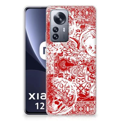 Silicone Back Case Xiaomi 12 Pro Angel Skull Rood Silicone Back Case Xiaomi 12 Pro Angel Skull Rood