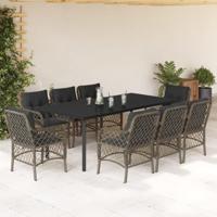 9-delige Tuinset met kussens poly rattan grijs - thumbnail