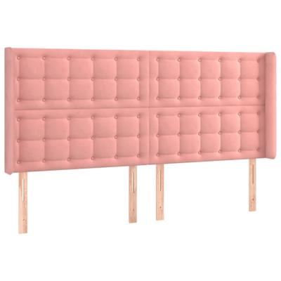 Hoofdbord met randen 183x16x118/128 cm fluweel roze