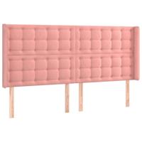 Hoofdbord met randen 183x16x118/128 cm fluweel roze - thumbnail