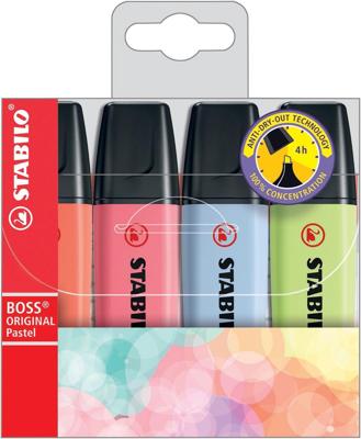 Stabilo boss original pastel markeerstiften, 4st. Stabilo boss original pastel markeerstiften, 4st.
