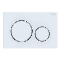 Geberit Bedieningsplaat Sigma 20 DF Met Glansverchroomde Designringen Mat Wit - thumbnail