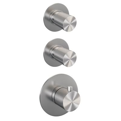 Regendoucheset Inbouw Brauer Brushed Carving Thermostatisch 20 cm met Wandarm, Glijstang en Handdouche Staaf Losse Stopkranen Geborsteld RVS Brauer Regendoucheset Inbouw Brauer Brushed Carving Thermostatisch 20 cm met Wandarm, Glijstang en Handdouche Staaf Losse Stopkranen Geborsteld RVS Brauer