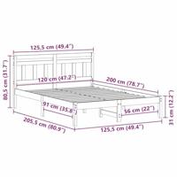 Bedframe met hoofdeinde Bruin Massief grenenhout - thumbnail