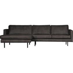 WOOOD Loungebank 'Rodeo' Links, Eco Leder, kleur Antraciet