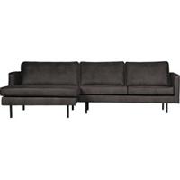 WOOOD Loungebank 'Rodeo' Links, Eco Leder, kleur Antraciet - thumbnail