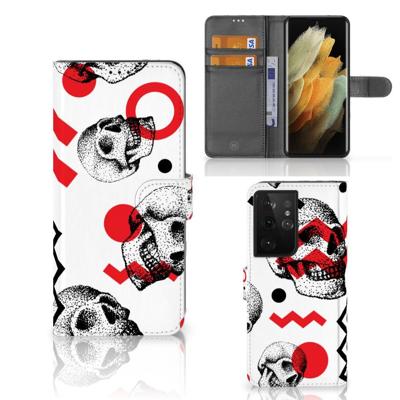 Telefoonhoesje met Naam Samsung Galaxy S21 Ultra Skull Red Telefoonhoesje met Naam Samsung Galaxy S21 Ultra Skull Red