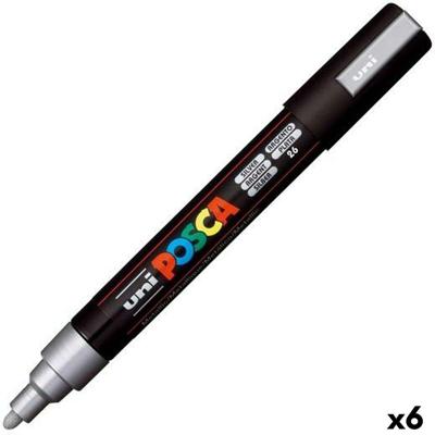 Paintmarker Uni POSCA PC5M medium zilver | 6 stuks