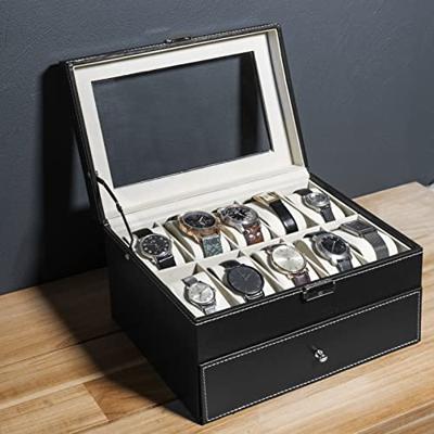 Aretica Horlogebox Luxe met 6 horloge compartimenten zwart Aretica Horlogebox Luxe met 6 horloge compartimenten zwart