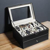 Aretica Horlogebox Luxe met 6 horloge compartimenten zwart - thumbnail