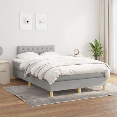 Boxspring met matras stof lichtgrijs 140x190 cm - thumbnail