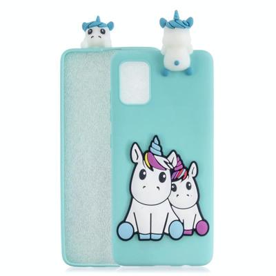 Voor Galaxy A41 Schokbestendige 3D Lying Cartoon TPU beschermhoes (paar eenhoorn) Voor Galaxy A41 Schokbestendige 3D Lying Cartoon TPU beschermhoes (paar eenhoorn)