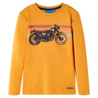 Kindershirt met lange mouwen motorprint 104 okerkleurig - thumbnail