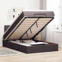 Ottoman bed met matras en LED's 120x200 cm stof donkerbruin - thumbnail