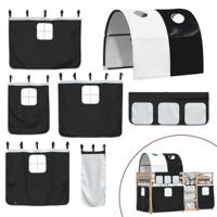 Stapelbed met gordijnen 80x200 cm grenenhout wit en zwart - thumbnail