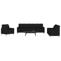 3-delige Loungeset stof zwart - thumbnail