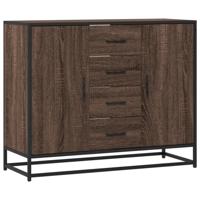 Dressoir 92x35x76 cm bewerkt hout bruin eikenkleurig - thumbnail