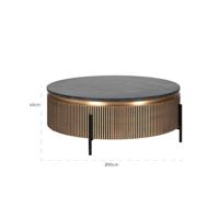 Richmond Ronde Salontafel 'Ironville' Ø90cm, goud / zwart marmer - thumbnail