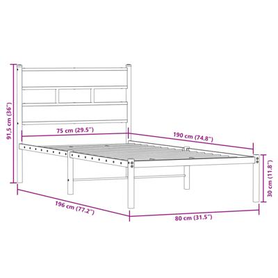 Bedframe zonder matras metaal sonoma eikenkleurig 140x190 cm