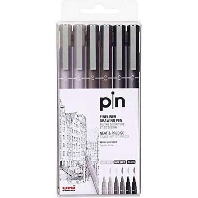 Permanente markeerstift Uni-Ball PIN-200(S) Zwart Grijs Multicolour 6 Onderdelen