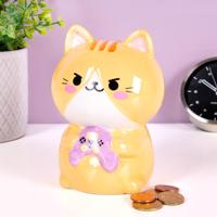 Coin bank Kawaii Gamer orange ceramic - thumbnail